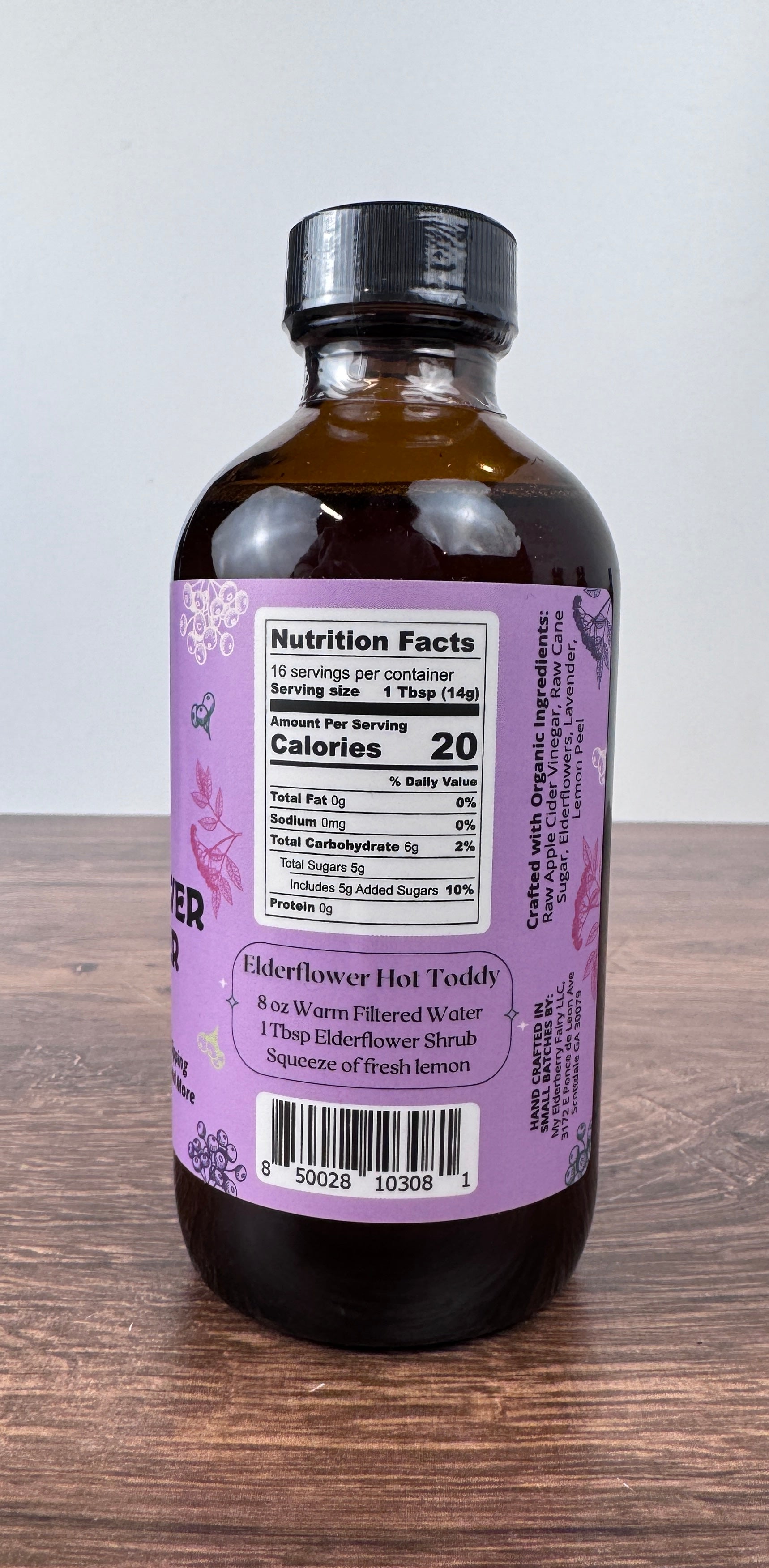 Elderflower Lavender Shrub – Botanical Vinegar Elixir (8 oz)