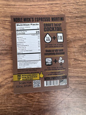 Espresso Martini Single Serve Craft Cocktail Mix by Noble Micks