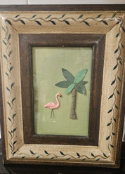 Framed Flamingo & Palm Tree Art