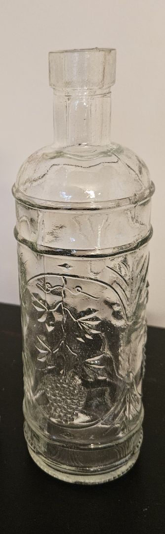 Vintage Glass Bottle with Grape Design
