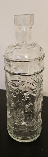 Vintage Glass Bottle with Grape Design