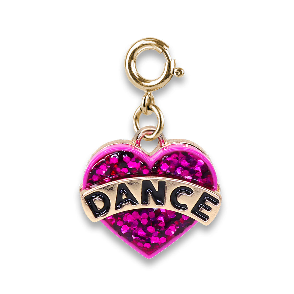 Gold Glitter Dance Heart Charm - Charm It