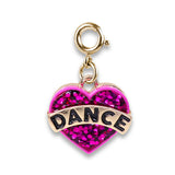 Gold Glitter Dance Heart Charm - Charm It