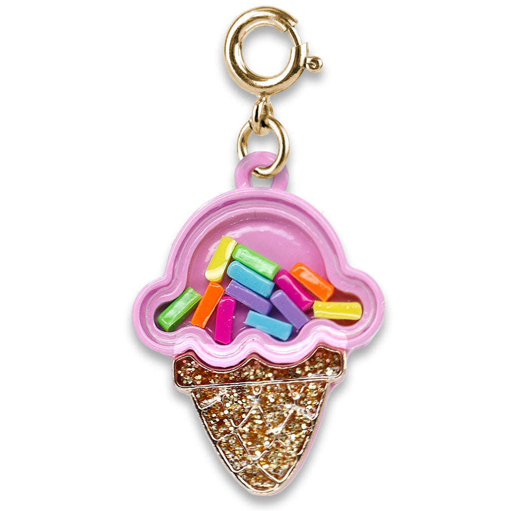 Gold Ice Cream Cone Shaker Charm - Charm It