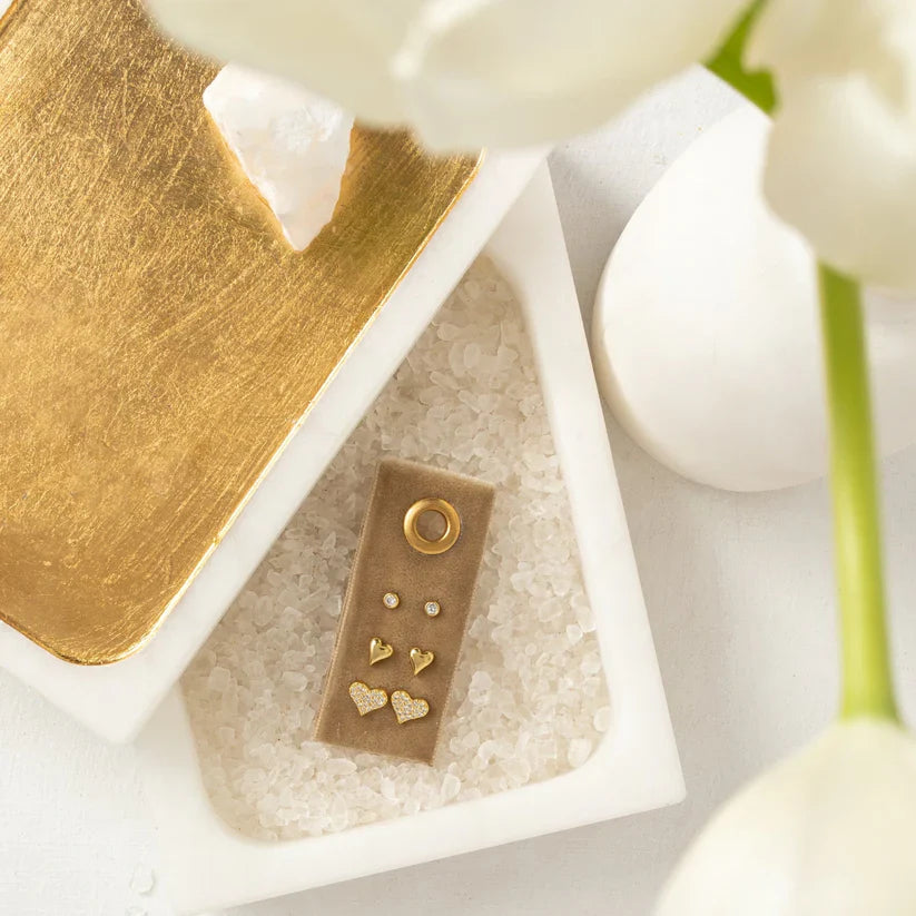 Silver Heart Stud Earrings on | Gift Set of 3 Earrings
