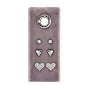 Silver Heart Stud Earrings on | Gift Set of 3 Earrings