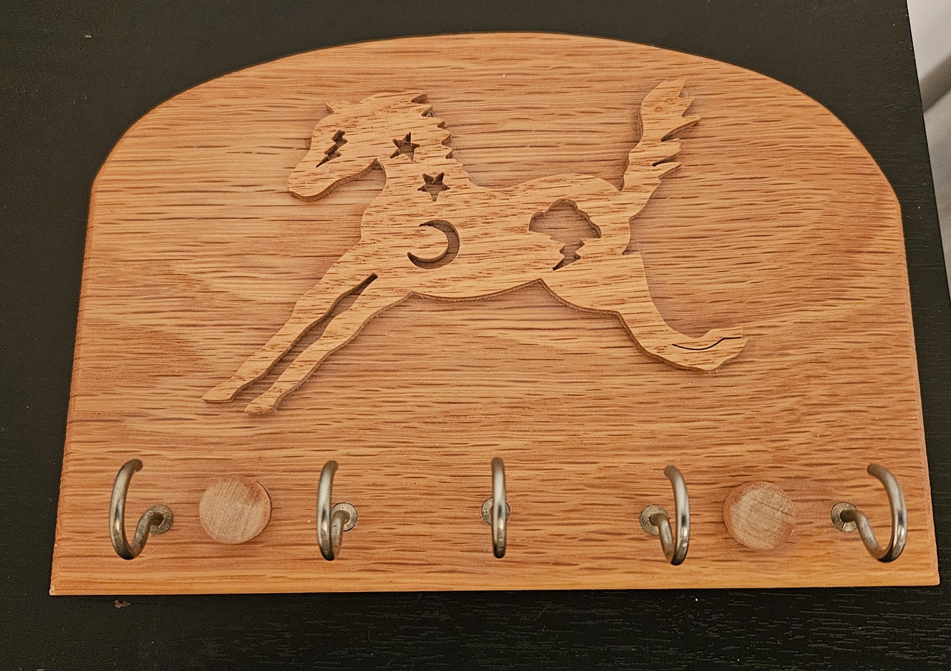 Oak Key Holder With Moon & Starred Horse