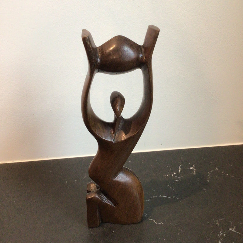 Mid-Century Modern Hand Carved Wood Sculpture by 076 - Moss & Co