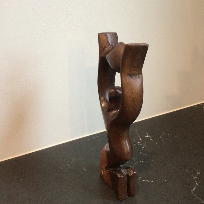 Mid-Century Modern Hand Carved Wood Sculpture — alternate view