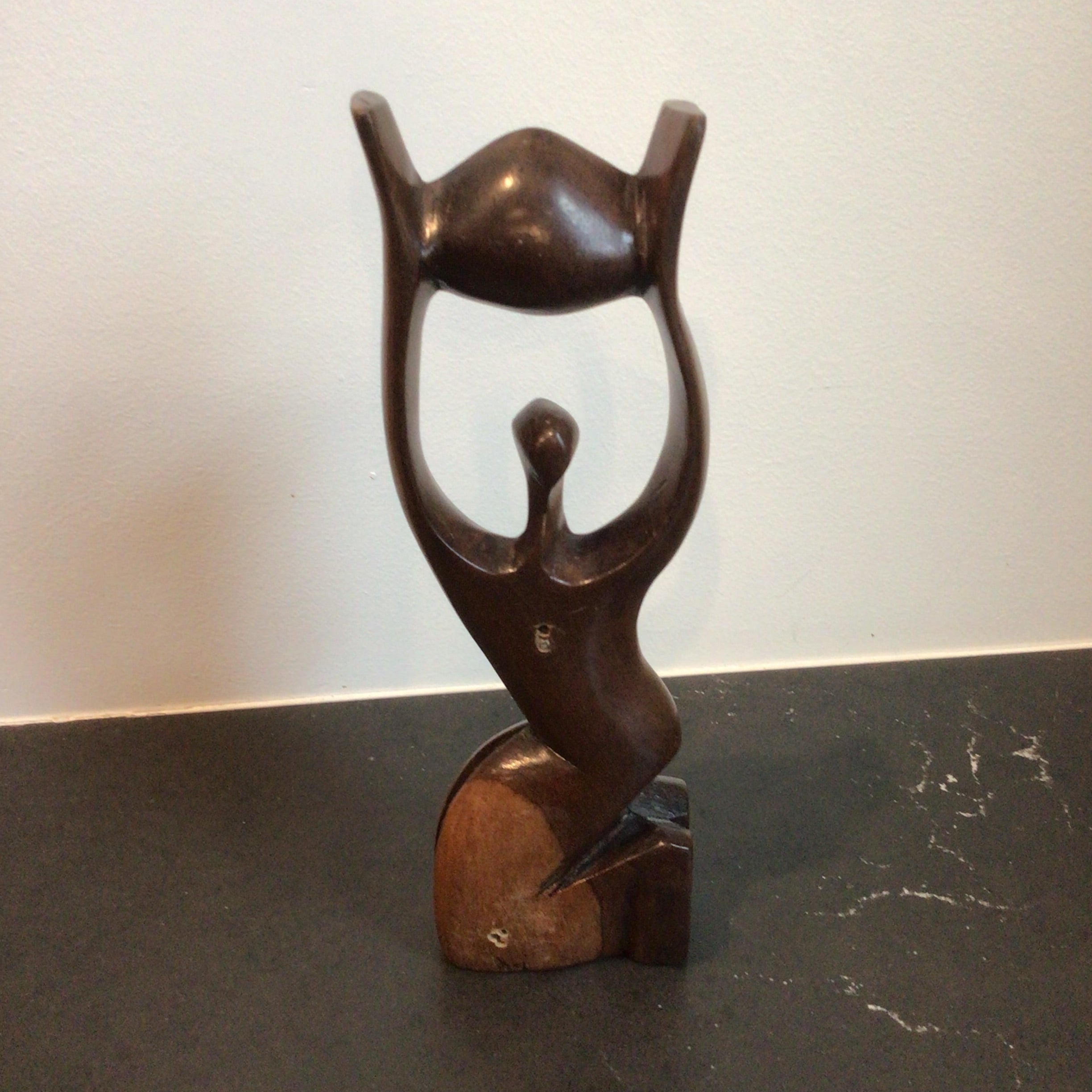 Mid-Century Modern Hand Carved Wood Sculpture