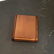 Two-Toned Wood Hinged Box with Deity Figure