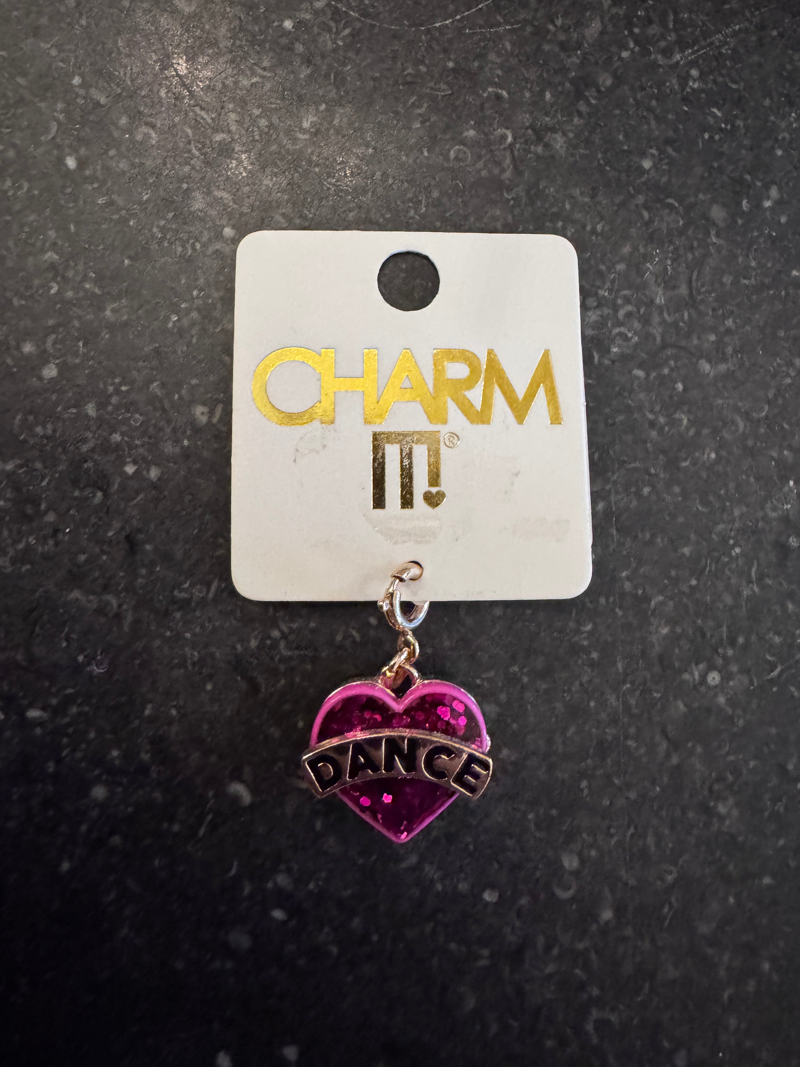 Gold Glitter Dance Heart Charm - Charm It