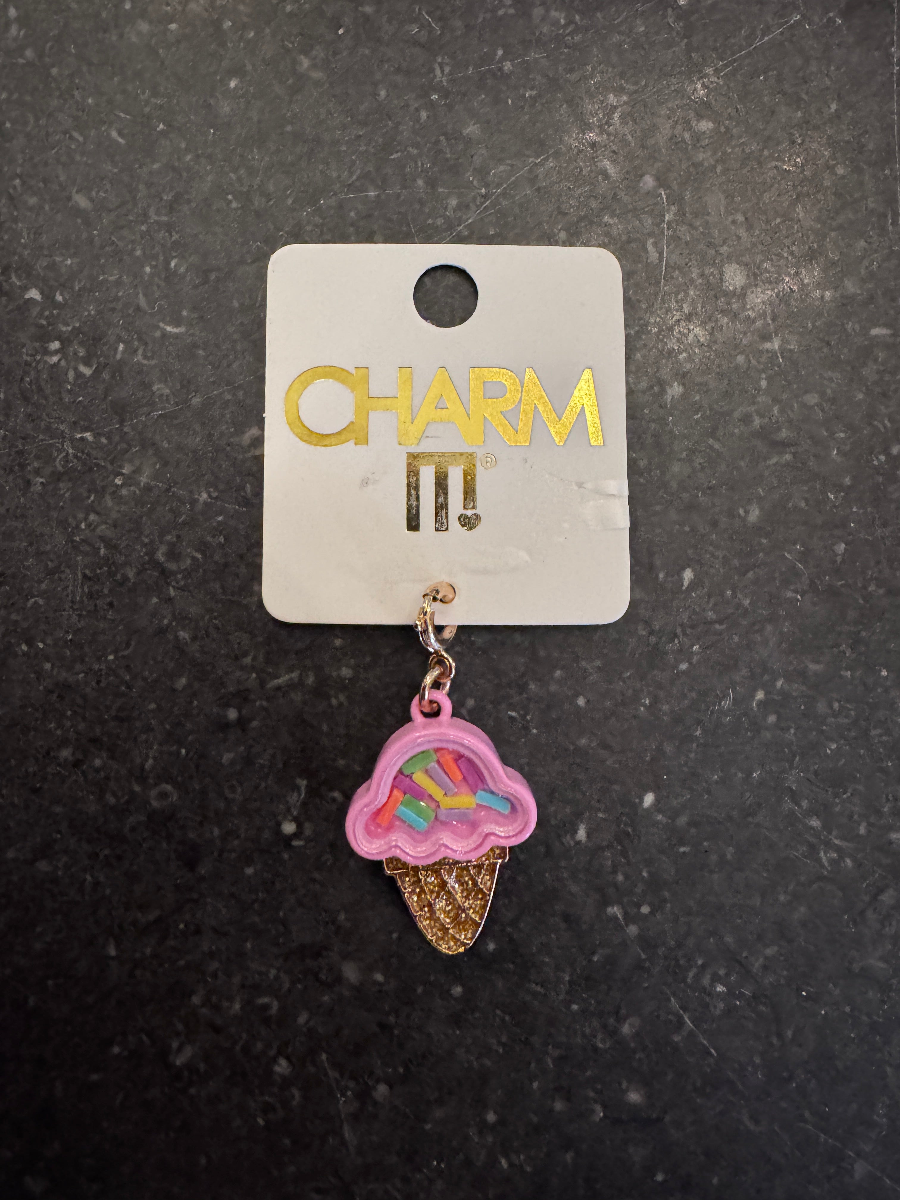 Gold Ice Cream Cone Shaker Charm - Charm It