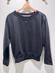 Ariella Crewneck Scuba Sweater with Faux Leather Detail on Sleeve