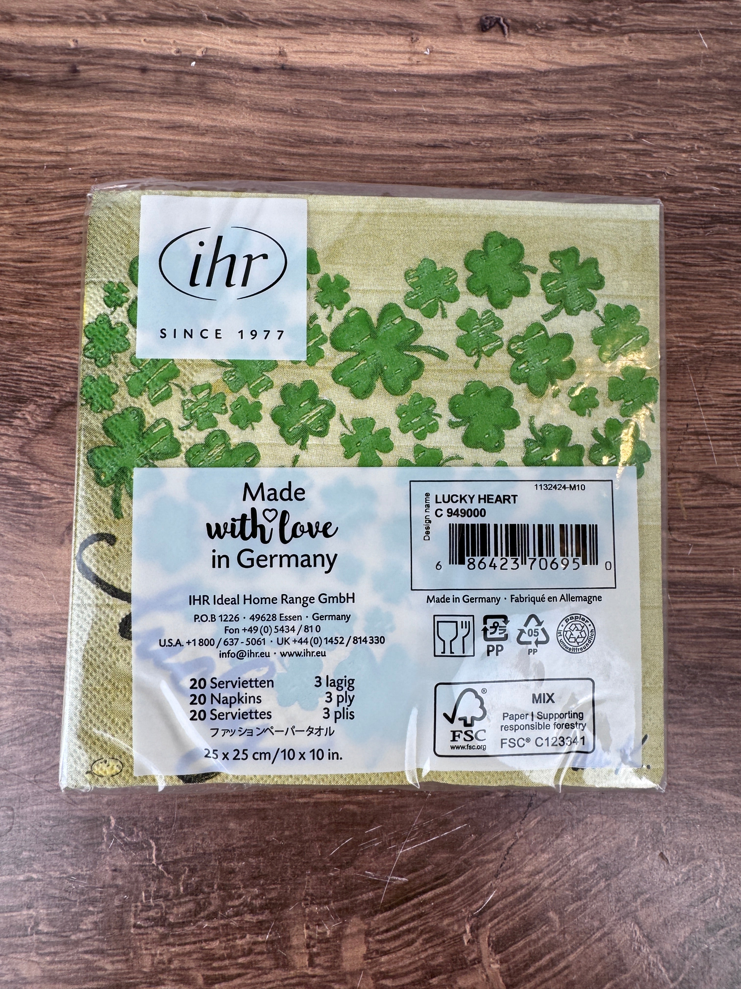 Lucky Heart 3 Ply Cocktail Napkin for St Patrick's Day | Pack of 20