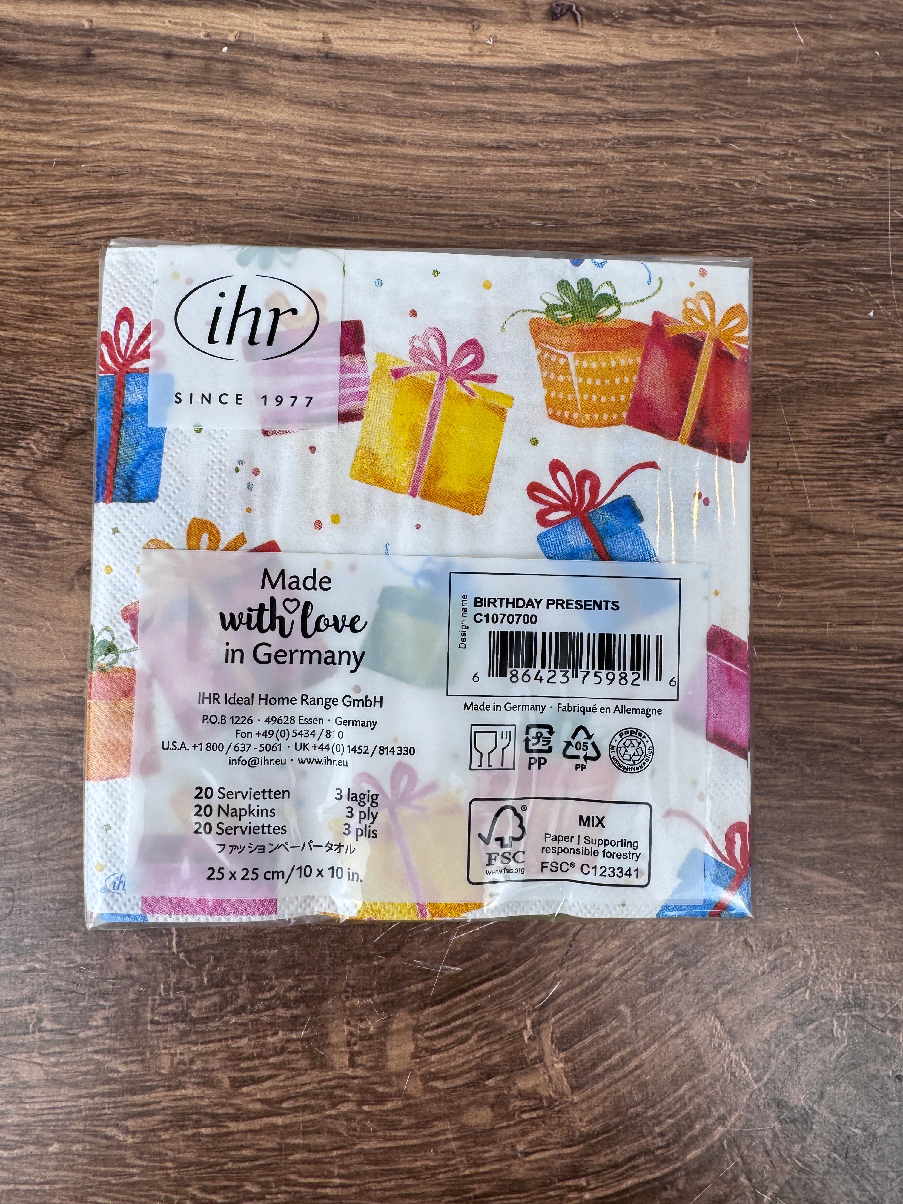 Birthday Presents | 3 Ply Cocktail Napkin | Pack of 20