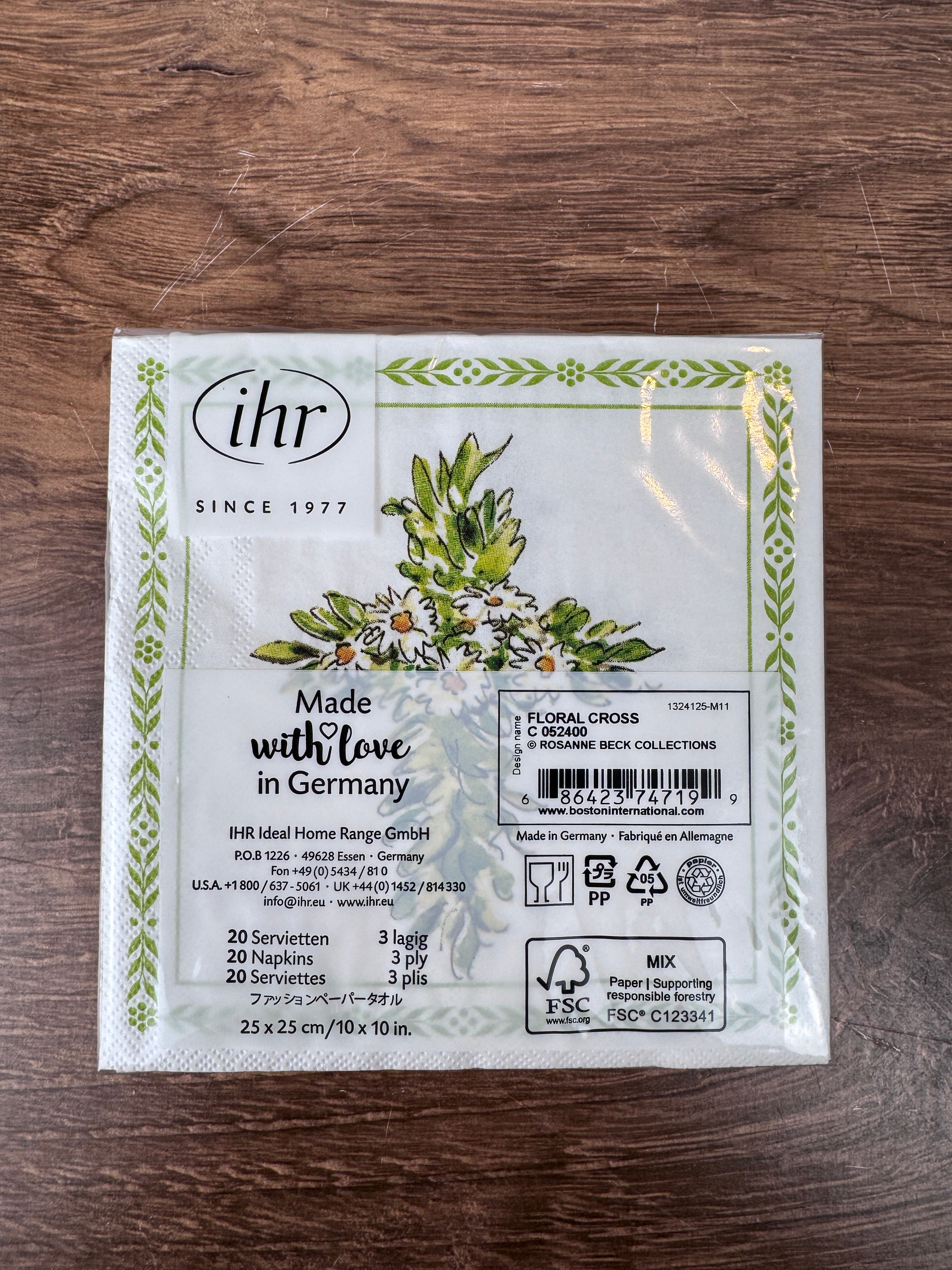Floral Cross 3 Ply Cocktail Napkin | Pack of 20