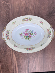 Vintage Noritake Fine China Double Handle Gold Floral Oval Vegetable Serving Dish