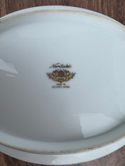 Vintage Noritake Fine China Double Handle Gold Floral Oval Vegetable Serving Dish