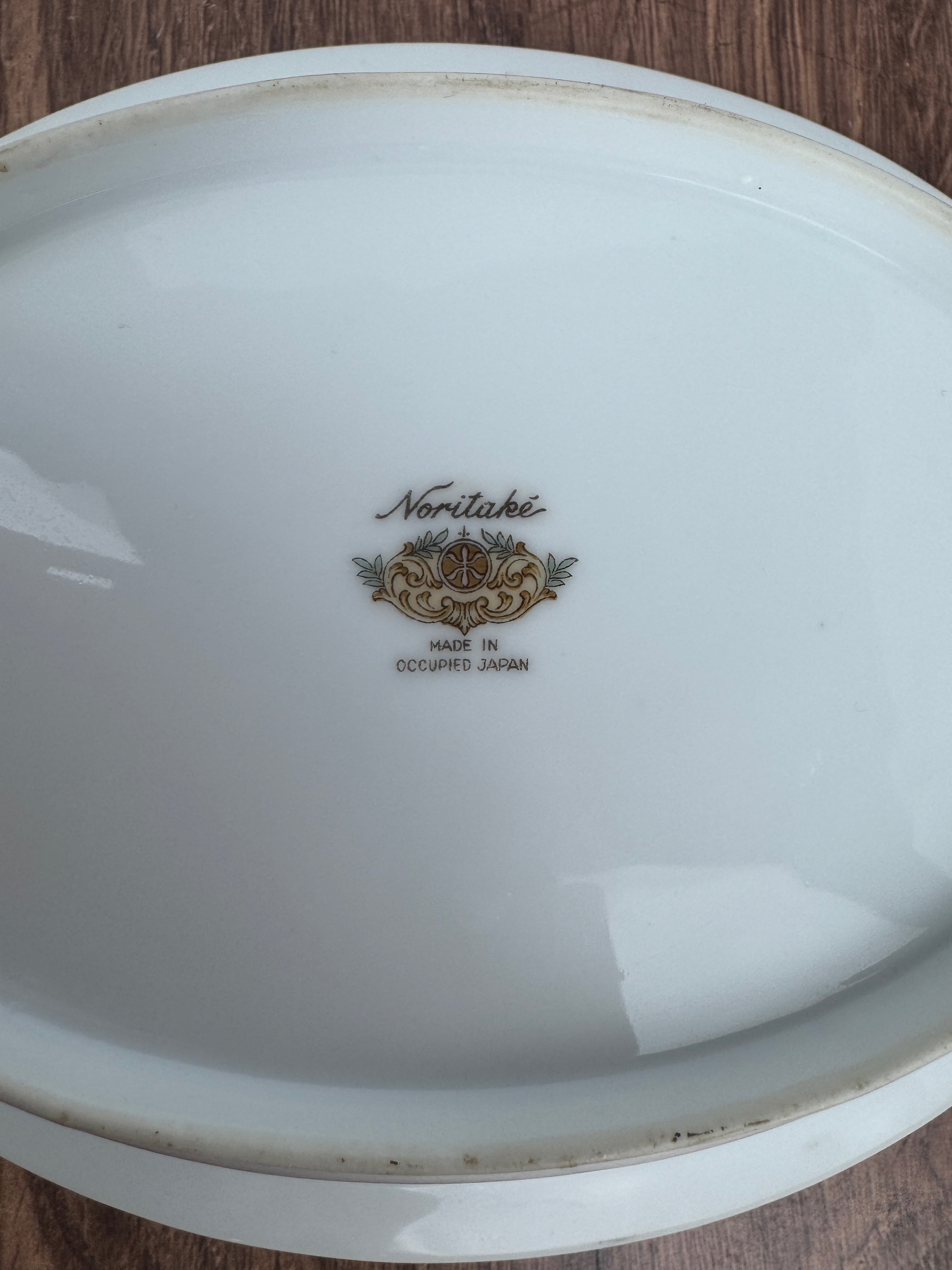 Vintage Noritake Fine China Double Handle Gold Floral Oval Vegetable Serving Dish