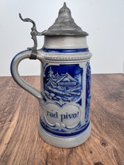 8" Vintage German Beer Stein with Rad Pivo!