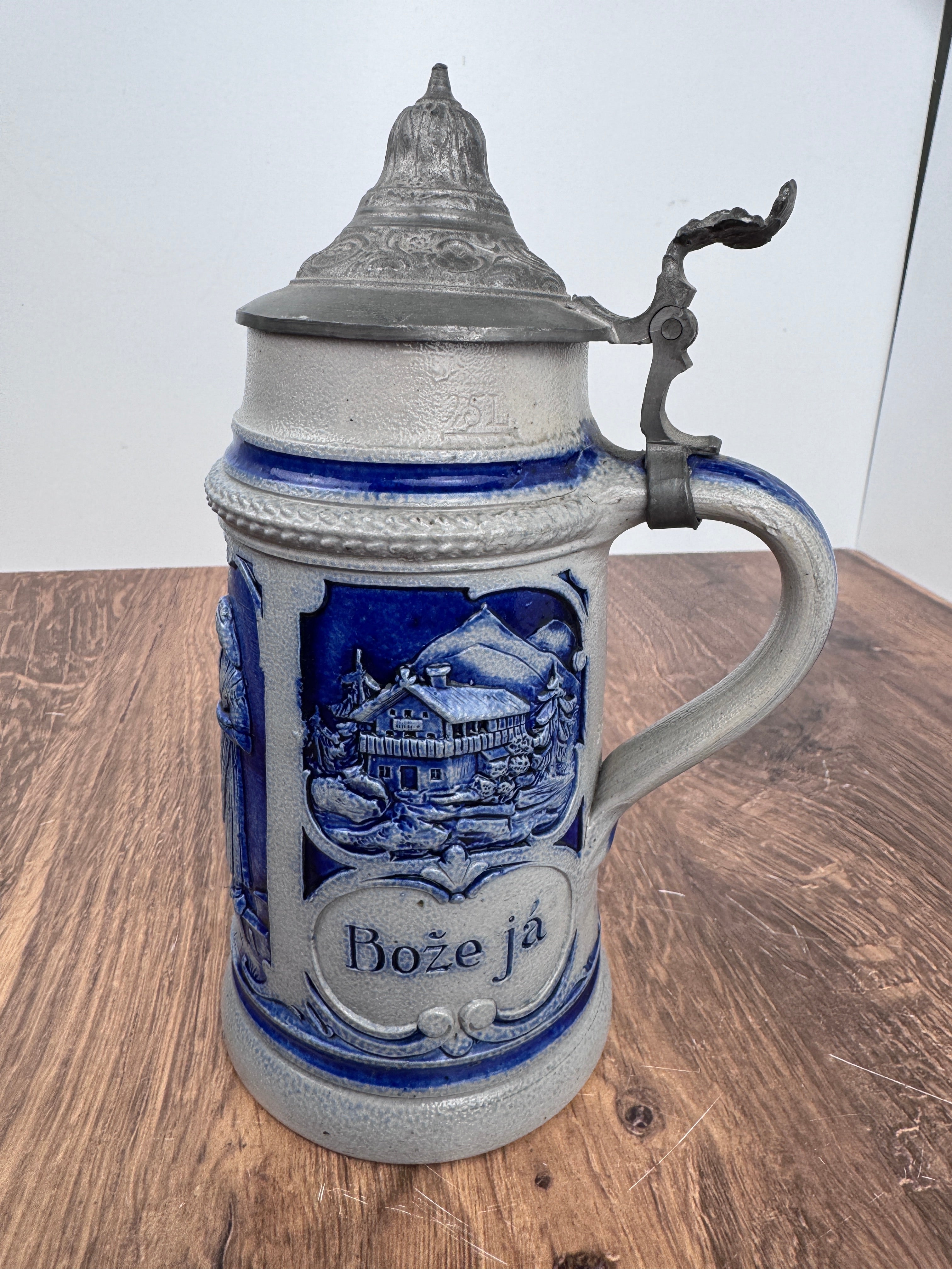 8" Vintage German Beer Stein with Rad Pivo!