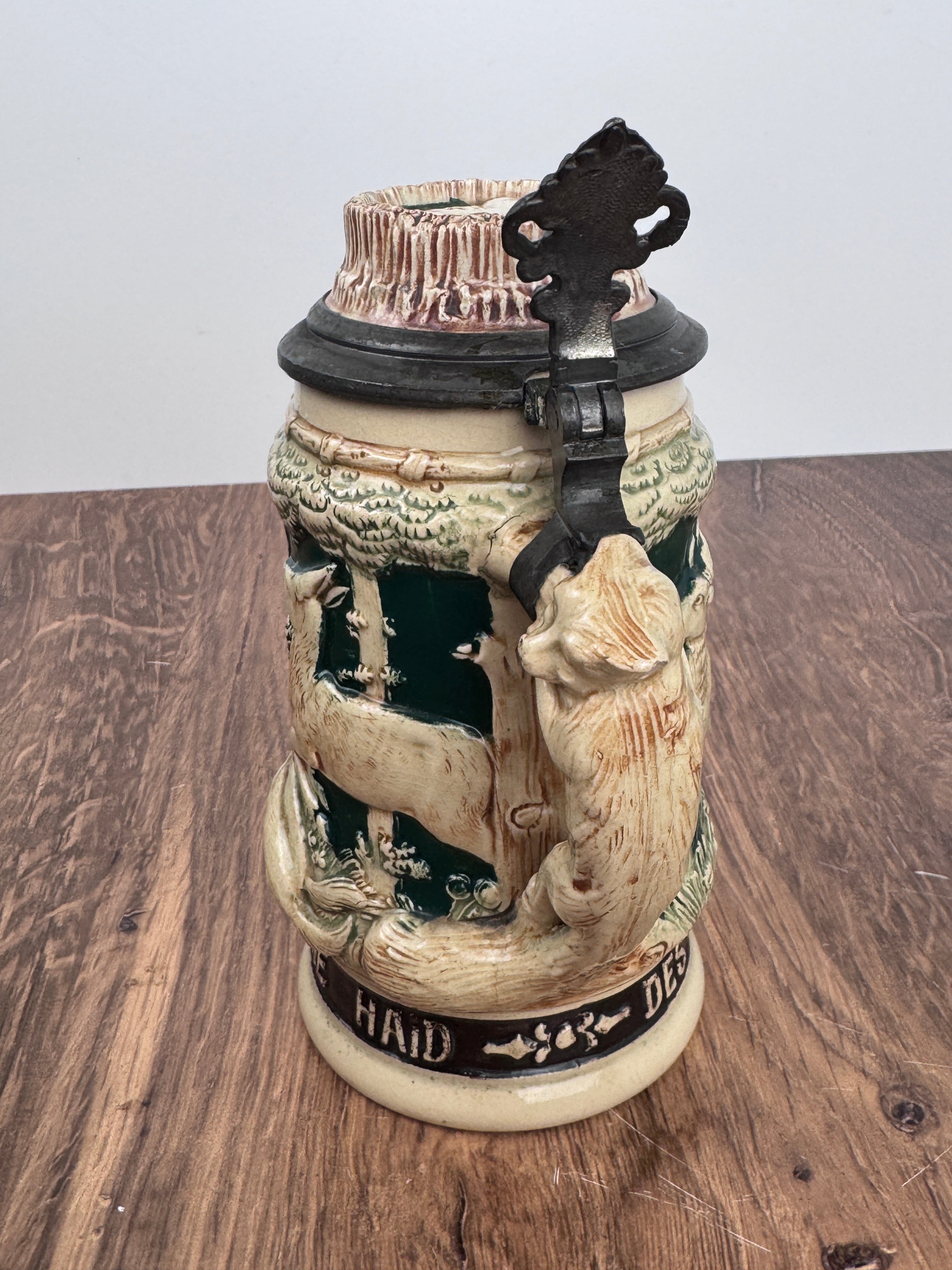 8" Vintage German Beer Stein with Stags