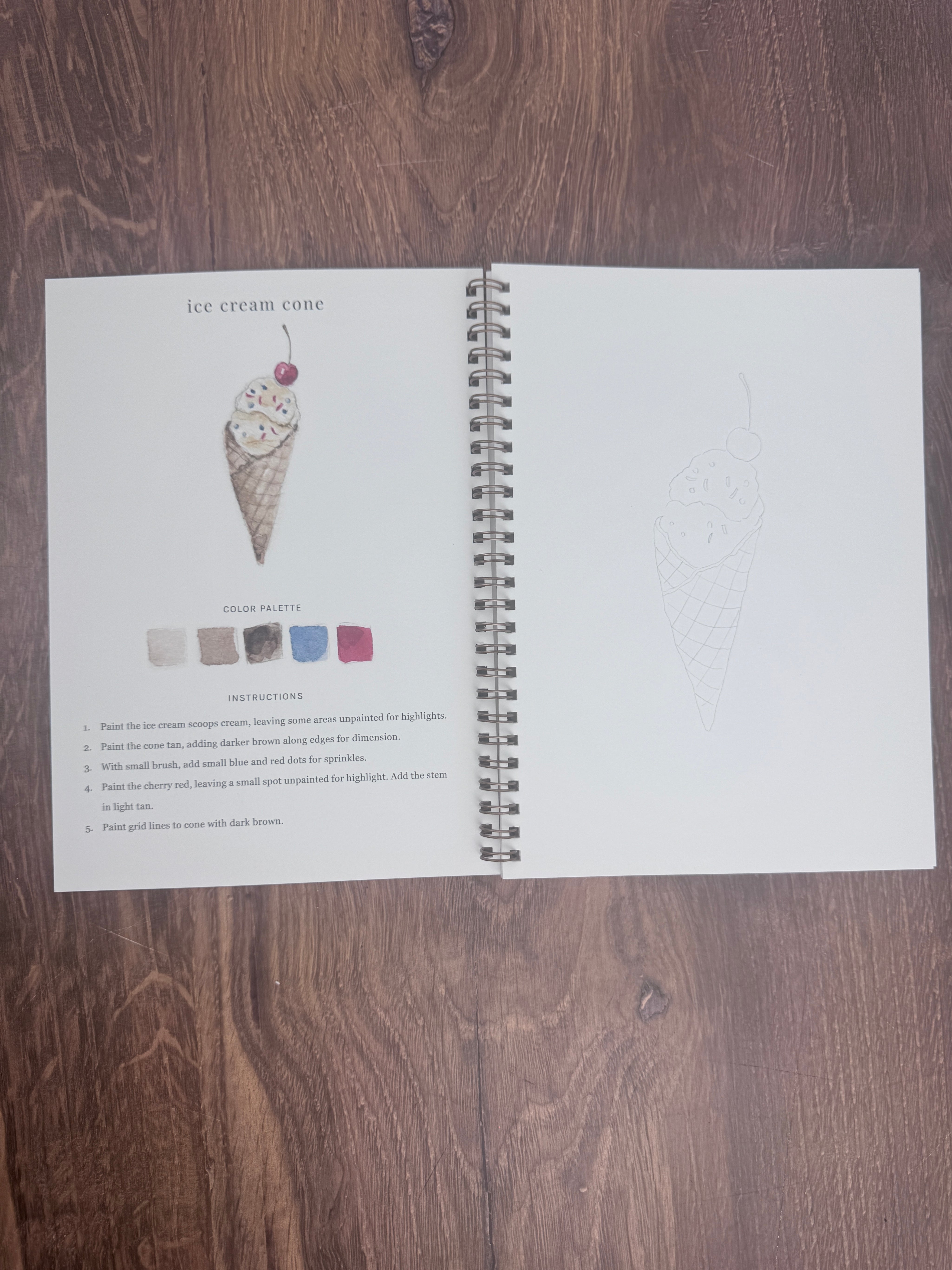 Americana Watercolor Workbook – 12 Beginner-Friendly Illustrations by Emily Lex | Spiral-Bound Art Book for Adults & Kids