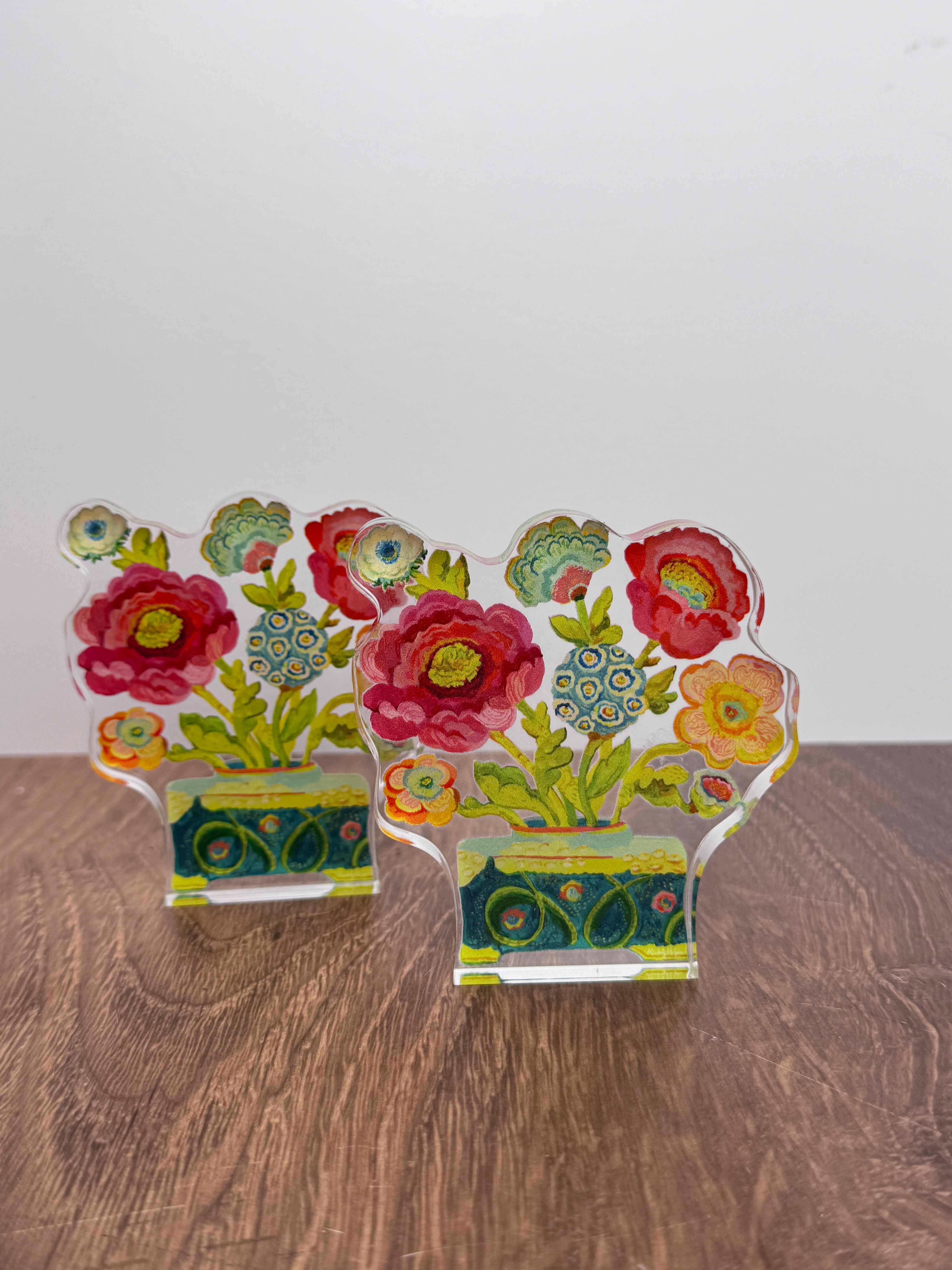 Provence Poppy II Mini Acrylic Flower Bouquet Shelf Sitter