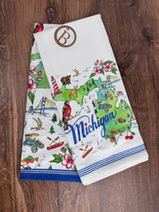 Michigan Tea - Rosanne Beck State Collection Set of 2 Towels | Absorbent Reusable Cotton 28” c 18”