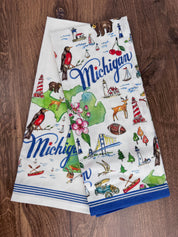 Michigan Tea - Rosanne Beck State Collection Set of 2 Towels | Absorbent Reusable Cotton 28” c 18”