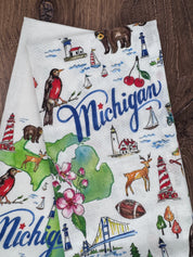 Michigan Tea - Rosanne Beck State Collection Set of 2 Towels | Absorbent Reusable Cotton 28” c 18”