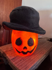 Stony Creek Pumpkin with Hat Pre-Lit Small Jar
