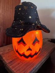 Stony Creek Pumpkin with Hat Pre-Lit Small Jar