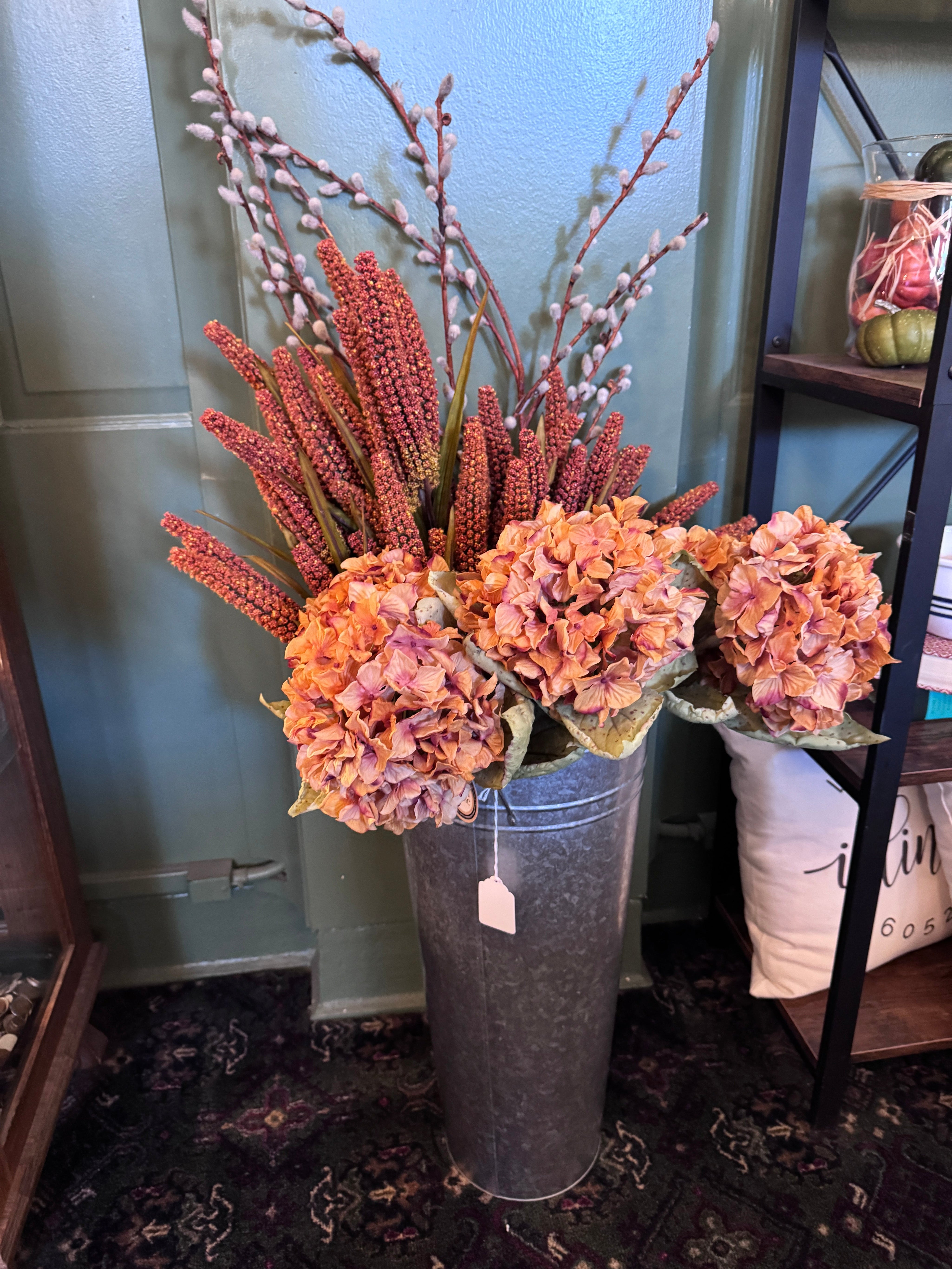 20" Orange Real Touch Hydrangea Spray Stem