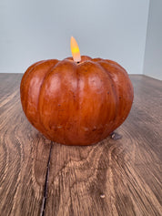 3.5" Orange Pumpkin Candle – Flameless 3D Flame, 6 Hour Timer