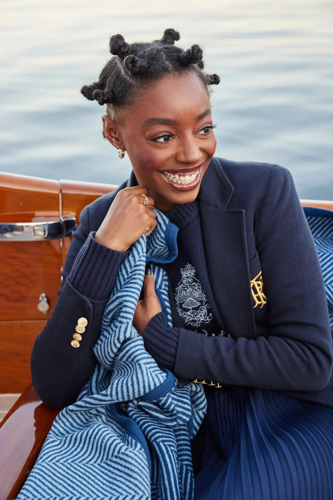 Harborview Herringbone Navy Blanket | Chappy Wrap