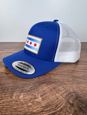 Chicago Flag Patch Trucker Hat - Blue & White