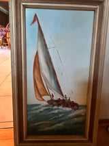 Vintage Framed Oil Painting - Sailboat