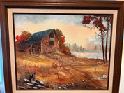 Vintage Rustic Framed Oil Painting