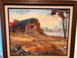 Vintage Rustic Framed Oil Painting
