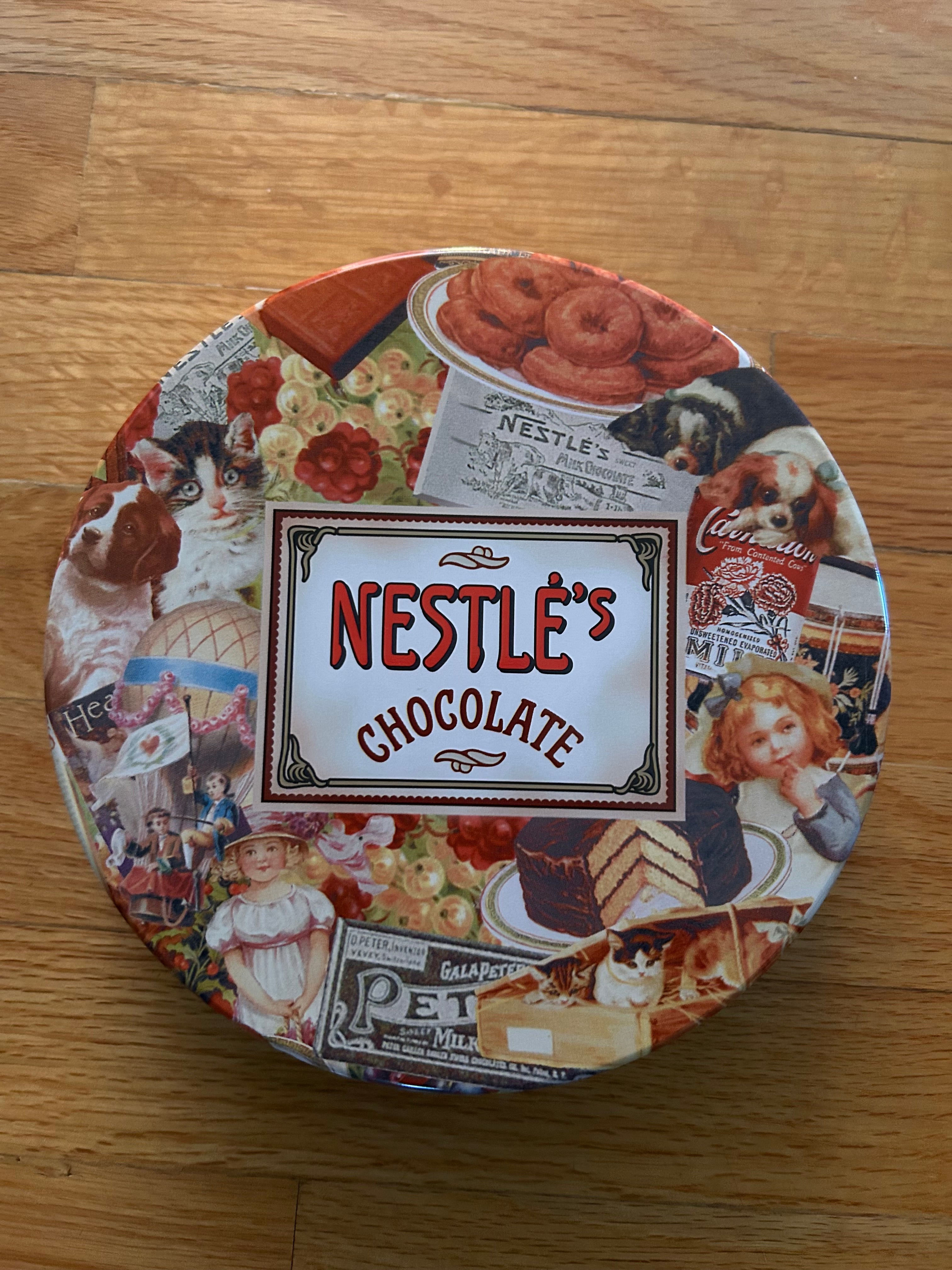 Vintage Nestle's Chocolate Round Tin with Lid