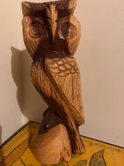 Vintage Hand Carved Wooden Owl