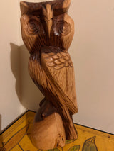 Vintage Hand Carved Wooden Owl