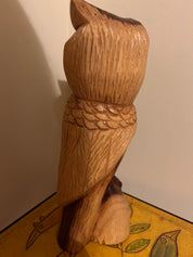 Vintage Hand Carved Wooden Owl