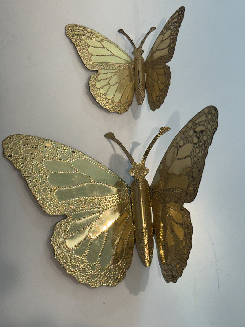 MCM/Hollywood brass butterfly wall hangings — alternate view