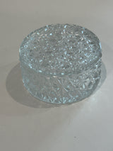 Round lidded glass powder jar/trinket or jewelry box