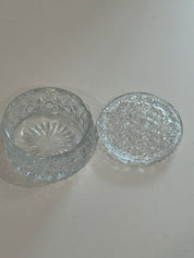 Round lidded glass powder jar/trinket or jewelry box