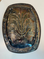 Silver plated footed meat carving tray