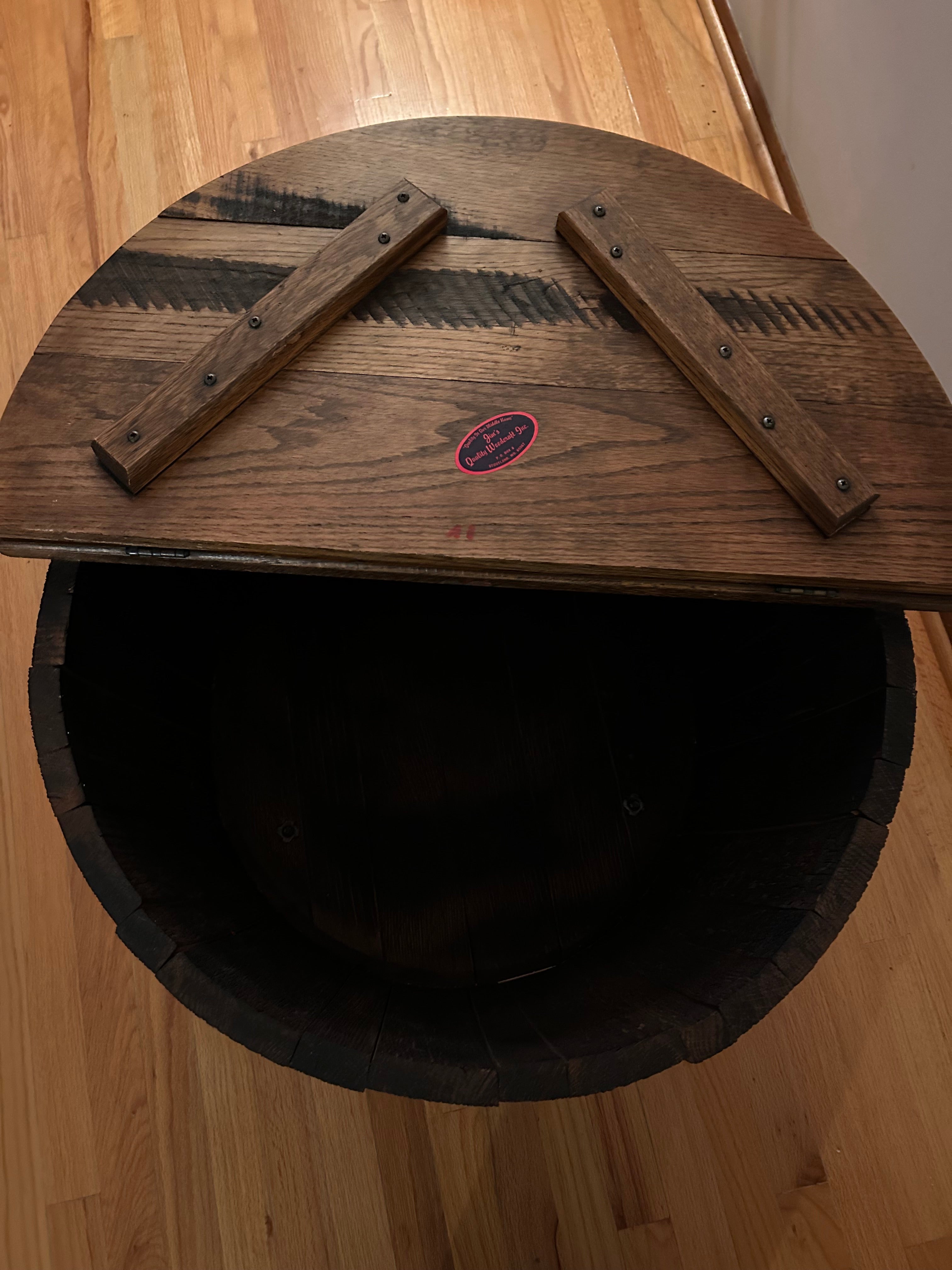 Whiskey Barrel End Table with Storage